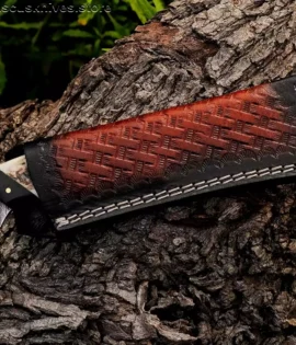 Lineman Hawkbill Knife being used for a precision cutting task in a camp setting